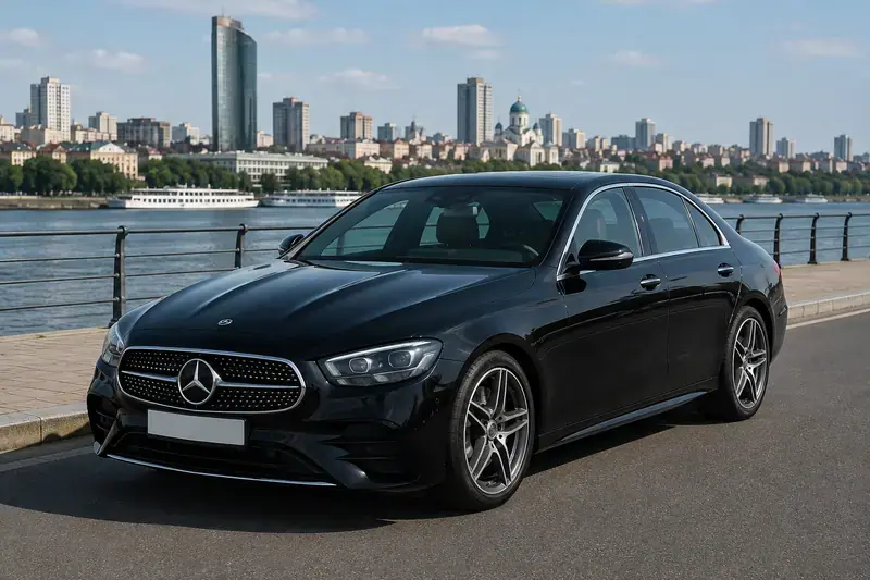 Crni Mercedes E-Klasa 220 4MATIC hibrid u Beogradu